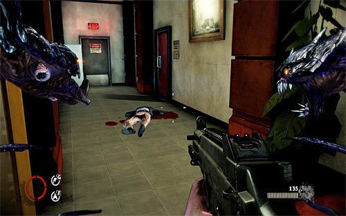 Już po rozprawieniu się ze wszystkimi przeciwnikami w podziemnym parkingu dotrzesz do wejścia do budynku i zarazem do rozwidlenia - 07 - 13 | Relikty The Darkness II - The Darkness II - poradnik do gry