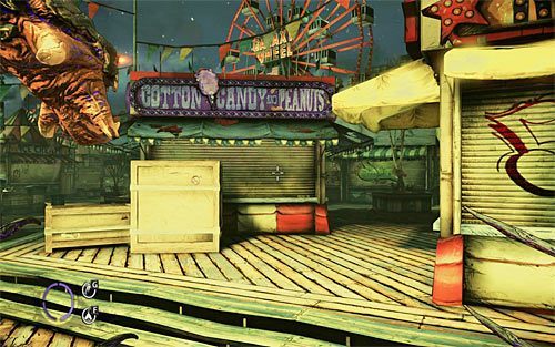 Po znalezieniu się w wesołym miasteczku (jeszcze przed rozpoczęciem walk i dotarciem do pierwszej strzelnicy) udaj się w lewo - 14 - 20 | Relikty The Darkness II - The Darkness II - poradnik do gry