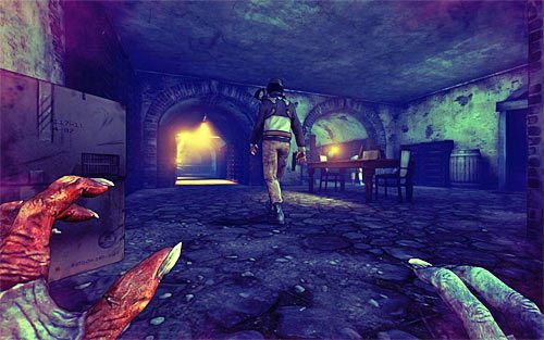 Sterując darklingiem dotrzyj do pomieszczenia, w którym przebywa dwóch wartowników (powyższy screen) - 21 - 29 | Relikty The Darkness II - The Darkness II - poradnik do gry