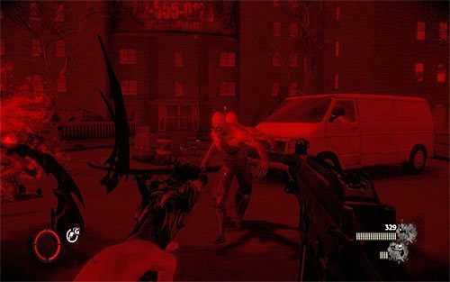 Nie licz na to, że w drodze powrotnej (już po odebraniu paczki od Dolfo) okolica będzie zabezpieczona, bo pojawi się wielu nowych wrogów - Kampania Vendettas - wskazówki (1) | Vendettas | The Darkness II - The Darkness II - poradnik do gry