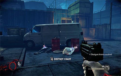 Po wyjściu z magazynu zatrzymaj się w miejscu, w którym zaparkowano białą furgonetkę (powyższy screen) - Relikty trybu Vendettas | Vendettas | The Darkness II - The Darkness II - poradnik do gry