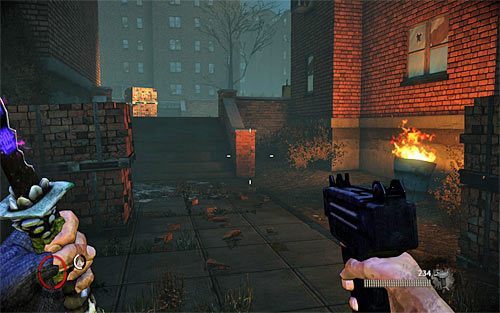 Niedługo po rozpoczęciu misji dotrzesz do pokazanych na powyższym screenie schodów - Relikty trybu Vendettas | Vendettas | The Darkness II - The Darkness II - poradnik do gry