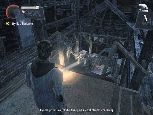 Po przerywniku filmowym zjedź na dół po czymś w rodzaju rynny - Alan Wake: Mirror Peak (1) | Odcinek 3- Okup | Solucja - Alan Wake - poradnik do gry