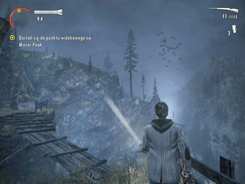 Na niebie pojawią się ptaki, a na Twoją ścieżkę składają się drewniane, spróchniałe kładki, które lada chwila mogą się zarwać - Alan Wake: Mirror Peak (3) | Odcinek 3- Okup | Solucja - Alan Wake - poradnik do gry