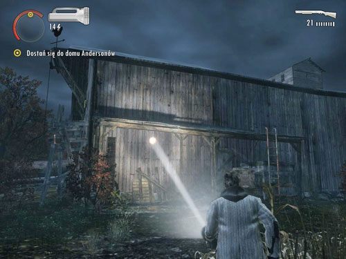 Wejdź po pobliskiej drabinie na daszek koło budynku - Alan Wake: Farma Andersonów (2) | Odcinek 4- Prawda | Solucja - Alan Wake - poradnik do gry