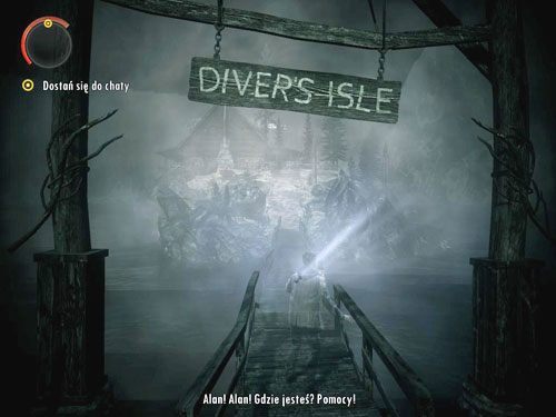 Po przerywniku filmowym skieruj się do wynajętej chatki - najpierw do jej drzwi, a następnie do zniszczonej barierki po drugiej stronie budynku - Alan Wake: Zaczęło się tamtej nocy | Odcinek 4- Prawda | Solucja - Alan Wake - poradnik do gry