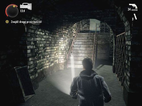 Przejdź przez zakrystię do podziemi - Alan Wake: Nocne życie Bright Falls (2) | Odcinek 5- Pstrykacz | Solucja - Alan Wake - poradnik do gry