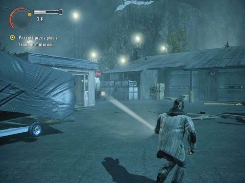 Po przerywniku filmowym pozbądź się ptaków i zajrzyj do stróżówki obok - Alan Wake: Elektrownia Bright Falls (1) | Odcinek 5- Pstrykacz | Solucja - Alan Wake - poradnik do gry