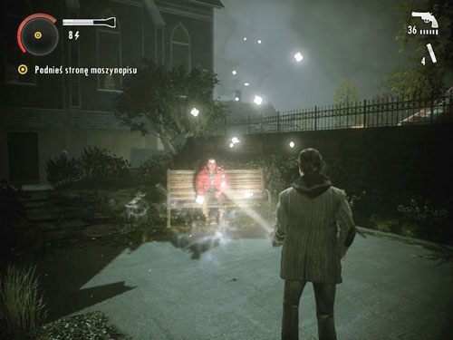 Znajdziesz się na niewielkim parkingu, gdzie po chwili wyląduje jedna strona maszynopisu - Alan Wake: Odcinek specjalny 1- Sygnał (2) | Odcinki specjalne | Solucja - Alan Wake - poradnik do gry