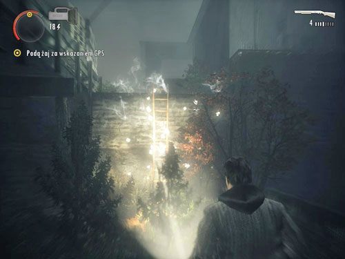Po odsłuchaniu udaj się na lewo, gdzie zostaniesz zaatakowany przez kilku wrogów - Alan Wake: Odcinek specjalny 1- Sygnał (3) | Odcinki specjalne | Solucja - Alan Wake - poradnik do gry