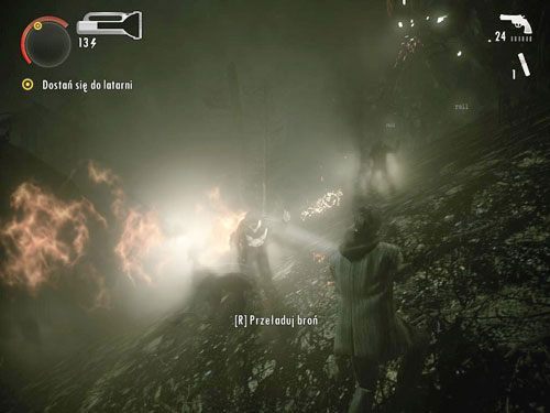 Natrafisz na mnóstwo słów tworzących wybuchające beczki (roll) - Alan Wake: Odcinek specjalny 2- Pisarz (2) | Odcinki specjalne | Solucja - Alan Wake - poradnik do gry