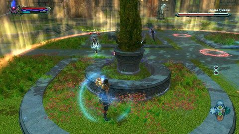 Dobrą strategią na uniknięcie zaklęć, jest chowanie się za pobliskimi klombami i atakowanie tylko w dogodnej sytuacji - Tala-Rane (5) | Zadania poboczne w Kingdoms of Amalur Reckoning - Kingdoms of Amalur: Reckoning - poradnik do gry