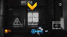 Tuż obok, zaraz za sama statuą znajdują się zamknięte drzwi, a za nimi kolejny symbol i kolejna propaganda - Rozdział 2- Assault on Aspari | Kampania w Syndicate - Syndicate - singleplayer - poradnik do gry