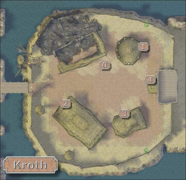 (0) Przy ognisku siedzi kapitan fortu - Tarsh - który poleca udać się do wioski Droogów i ujarzmić buntowników (misja 17) - Dungeon Siege: Okolice Fortu Kroth - Dungeon Siege - poradnik do gry