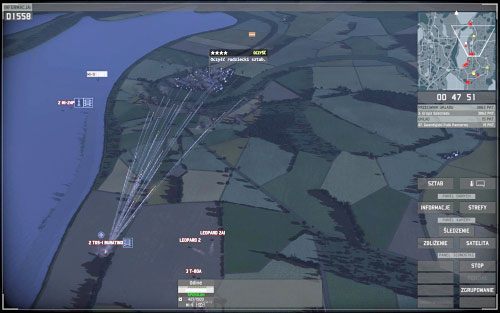 Odkryj teren śmigłowce zwiadowczym (uważaj na wyrzutnię rakiet Tunguska stojącą na północnym wjeździe do sztabu) i zaatakuj stanowisko wroga swoimi czołgami - Pustkowia - Wojna domowa | Kampania | Wargame European Escalation - Wargame: European Escalation - poradnik do gry