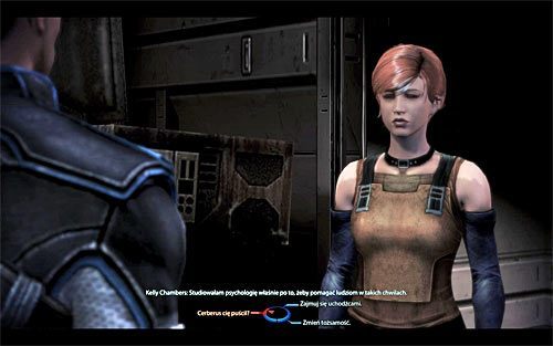 Najważniejszą częścią rozmowy z Kelly jest ostatni wybór opcji dialogowej (powyższy screen) - Mass Effect 3: Cytadela - Kelly Chambers - solucja, opis przejścia - Mass Effect 3 - poradnik do gry