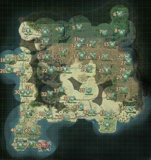 Uwaga: Lokacje, w których napotkamy się na czołgi, oznaczone zostały wykrzyknikiem - Mapa Arulco - Podstawowe informacje - Jagged Alliance: Back in Action - poradnik do gry