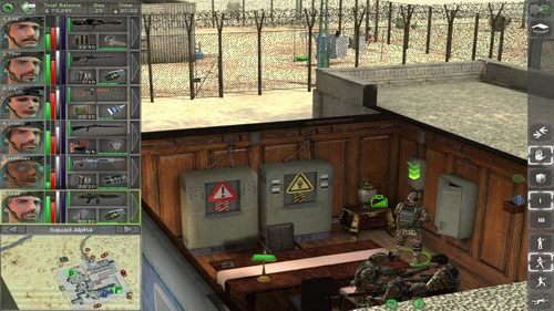 Jeśli w stróżówkach nie ma już przeciwników, pozbyliśmy się też wszelkich patroli, pozostałych kilku żołnierzy w środku budynku zabijamy z rozbiegu - Pozostałe lokacje (6) - Lokacje - Jagged Alliance: Back in Action - poradnik do gry