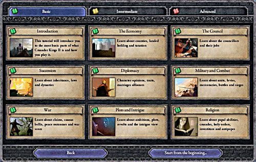 W menu głównym gry można znaleźć całkiem użyteczny samouczek. - Problemy w Crusader Kings II? | Informacje Podstawowe - Crusader Kings II - poradnik do gry