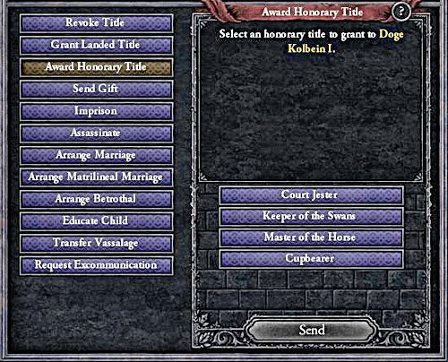 Jeśli łapówki już nie wystarczają, albo byłyby zbyt kosztowne, warto rozdać kilka tytułów. - Tytuły honorowe w Crusader Kings II | Postacie - Crusader Kings II - poradnik do gry