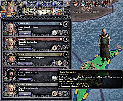 Zarządca najlepiej sprawdza się podczas doglądania budowy - poza tym nie jest zbyt przydatny. - Zarządca (Steward) | Rada (Council) w Crusader Kings II - Crusader Kings II - poradnik do gry