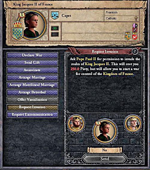 Papież bardzo rzadko zgadza się na podjęcie inwazji. - Jak wypowiedzieć wojnę? | Militaria w Crusader Kings II - Crusader Kings II - poradnik do gry