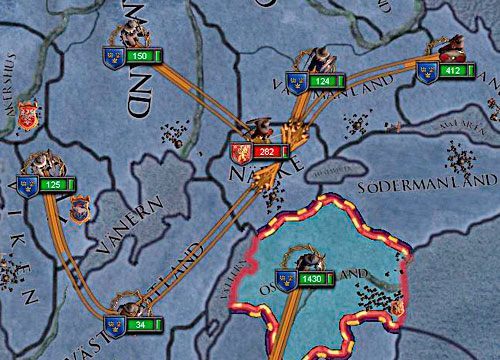 Jeśli nie było czasu na skoncentrowanie wojsk, wroga można otoczyć nawet niewielkimi siłami - grunt, żeby go spowolnić. - Kampanie wojenne | Militaria w Crusader Kings II - Crusader Kings II - poradnik do gry