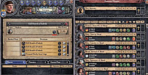 Co bardziej ryzykowne spiski nie gromadzą zbyt wielu zwolenników. - Ambicje i spiski w Crusader Kings II | Intrygi - Crusader Kings II - poradnik do gry