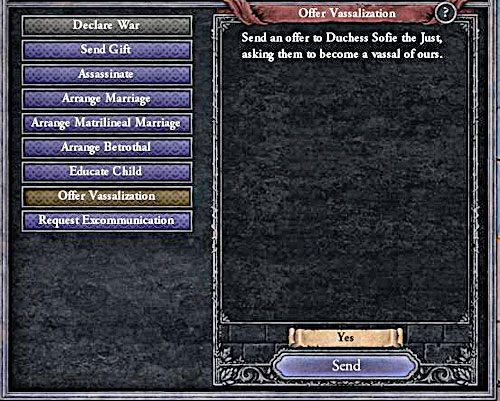 Jeżeli władca jest naprawdę silny, może zaproponować słabym hrabiom, by się od niego uzależnili. - Wasale i suwereni w Crusader Kings II | Dyplomacja - Crusader Kings II - poradnik do gry