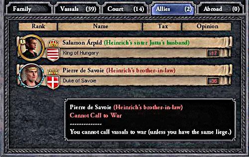 Kiedy najedzie się myszką na sojusznika, wyświetlą się o nim stosowne informacje. - Sojusze w Crusader Kings II | Dyplomacja - Crusader Kings II - poradnik do gry