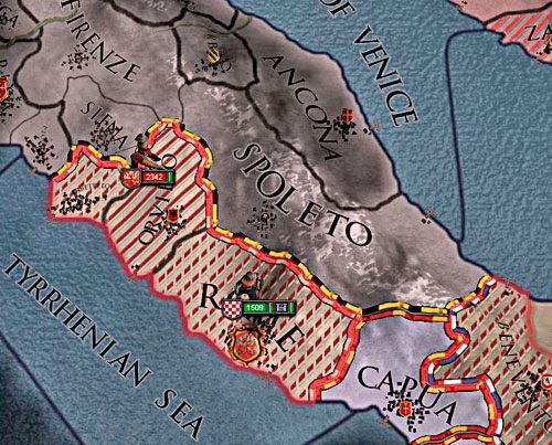 Watykan jest bogaty, przez co stać go na doborowych najemników. - Antypapież w Crusader Kings II | Religia - Crusader Kings II - poradnik do gry