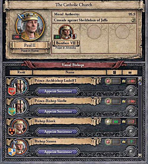 Antypapieżowi można wyznaczać zastępców tak samo, jak biskupom (wolna inwestytura). - Antypapież w Crusader Kings II | Religia - Crusader Kings II - poradnik do gry