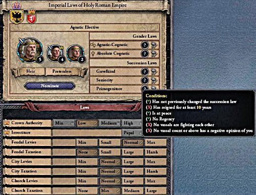 Trzeba spełnić wszystkich sześć warunków (patrz: Ród: Dziedziczenie: Pryncypat) - Cesarz w Crusader Kings II | Droga na szczyt - Crusader Kings II - poradnik do gry