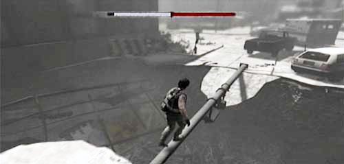 Omiń kobietę wygrażającą ci pistoletem i przejdź po przewróconym słupie na drugą stronę dziury, po czym wejdź do opuszczonego mieszkania - Episode 2 - Home | I Am Alive - I Am Alive - poradnik do gry