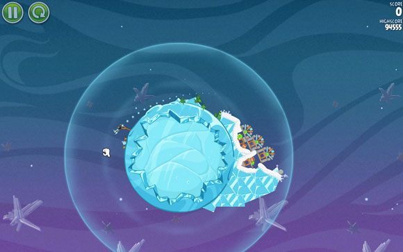 Bardzo prosty etap, który wymaga tylko i wyłącznie wycelowania odpowiednio ptaka - Level 2 - 11 | Cold Cuts | Angry Birds Space - Angry Birds Space - poradnik do gry