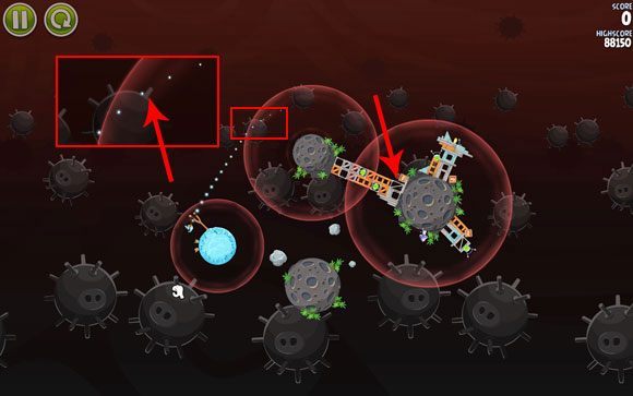 Pierwszy etap jest w miarę prosty i wymaga niewielkiego wysiłku - Level 3-1 | Danger Zone | Angry Birds Space - Angry Birds Space - poradnik do gry