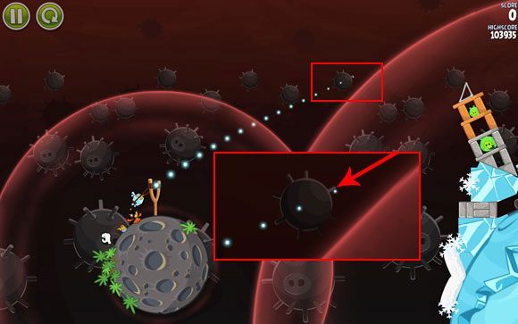 Kolejny prosty poziom, w którym wszystko powinno się zrobić samo jeśli tylko prawidłowo wystrzelisz ptaka - Level 3-11 | Danger Zone | Angry Birds Space - Angry Birds Space - poradnik do gry