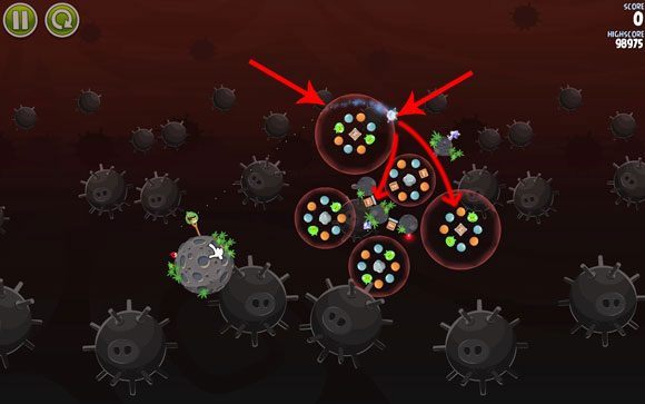 Etap, w którym sporo zależy od szczęścia i wyczucia - Level 3-12 | Danger Zone | Angry Birds Space - Angry Birds Space - poradnik do gry