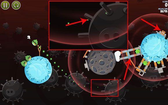 Trudny etap, gdzie trochę ciężko ustalić idealny punkt odniesienia - Level 3-17 | Danger Zone | Angry Birds Space - Angry Birds Space - poradnik do gry