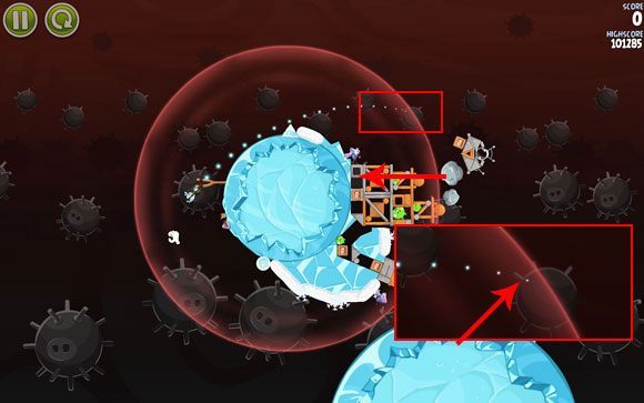 Pierwszy ptak ma za zadanie dolecieć do skrzynki z materiałami wybuchowymi - Level 3-22 | Danger Zone | Angry Birds Space - Angry Birds Space - poradnik do gry