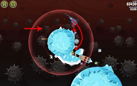 Po udanym trafieniu w skrzynkę powinieneś generalnie mieć prawie wszystko z głowy - Level 3-22 | Danger Zone | Angry Birds Space - Angry Birds Space - poradnik do gry