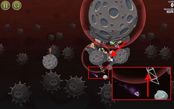 Dość trudny etap wymagający dobrego oka - Level 3-28 | Danger Zone | Angry Birds Space - Angry Birds Space - poradnik do gry