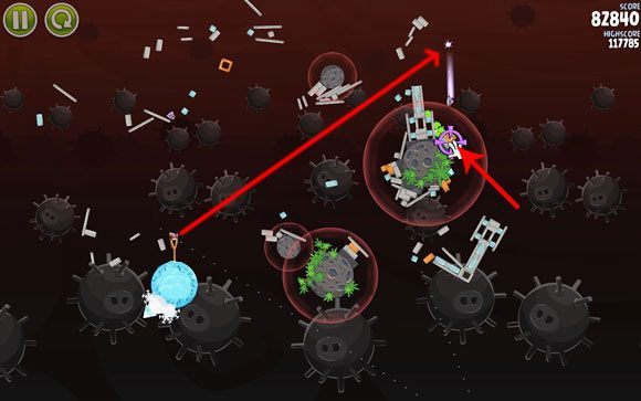 Kiedy całość rozleci się w drobny mak przygotuj drugiego ptaka - Level 3-30 | Danger Zone | Angry Birds Space - Angry Birds Space - poradnik do gry