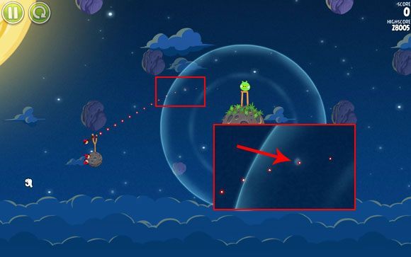 Pierwsza plansza jest bardzo łatwa i generalnie można ją ukończyć bez większego wysiłku czy też dokładnego celowania - Level 1 - 1, 2 | Pig Bang | Angry Birds Space - Angry Birds Space - poradnik do gry