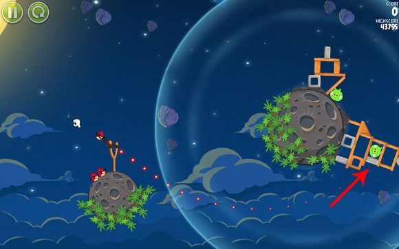 Wyceluj ptaka w zaznaczoną betonową płytkę - Level 1 - 7 | Pig Bang | Angry Birds Space - Angry Birds Space - poradnik do gry