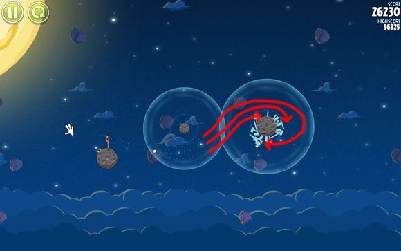 Ptaszki powinny zlikwidować kolejno wszystkie prosiaki, każdy po jednym - Level 1 - 12 | Pig Bang | Angry Birds Space - Angry Birds Space - poradnik do gry
