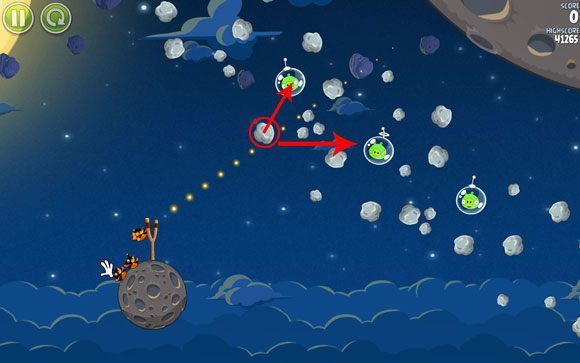 Drugie rozwiązanie jest nieco łatwiejsze - Level 1 - 15 | Pig Bang | Angry Birds Space - Angry Birds Space - poradnik do gry