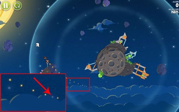 Dość trudny etap wymagający wielu prób w celu uzyskania dobrego wyniku przy zmarnowaniu tylko jednego ptaka - Level 1 - 24 | Pig Bang | Angry Birds Space - Angry Birds Space - poradnik do gry