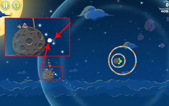 Trudny poziom wymagający wielu powtórzeń aby dojść do upragnionego celu przy jednym strzale - Level 1 - 28 | Pig Bang | Angry Birds Space - Angry Birds Space - poradnik do gry