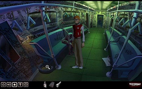 Przy drugich drzwiach po lewej (lewy dolny róg ekranu) leży zwinięty kabel elektryczny - weź go - Wydostań walizkę | Nowy Jork - stacja metra Cadway | Yesterday - Yesterday - poradnik do gry